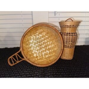 Vintage Woven‎ Wicker Basket Bundle Of 2